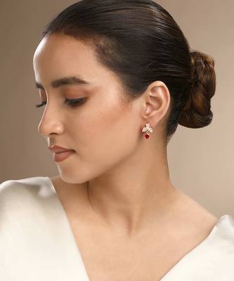 Cubic zirconia pink drop earrings 1