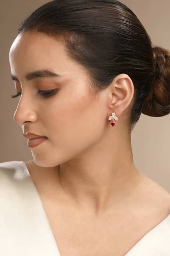 Cubic zirconia pink drop earrings