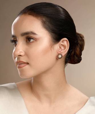 Cubic zirconia beads round earrings 1