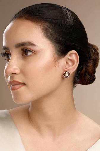 Cubic zirconia beads round earrings