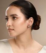 Cubic zirconia beads round earrings