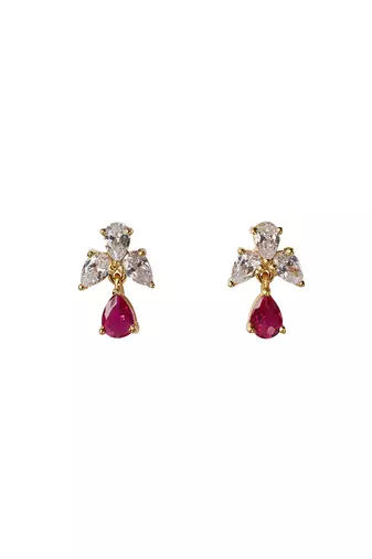 Cubic zirconia pink drop earrings