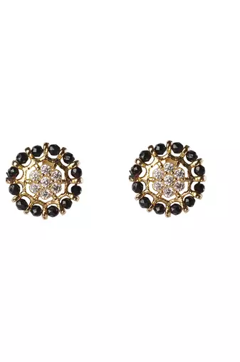 Cubic zirconia beads round earrings
