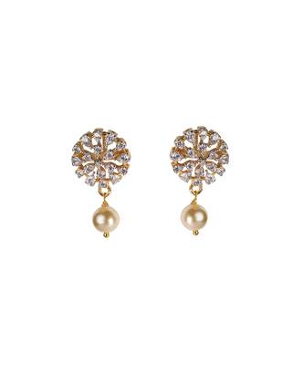 Cubic zirconia pearl dangle earrings 2