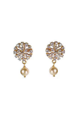 Cubic zirconia pearl dangle earrings