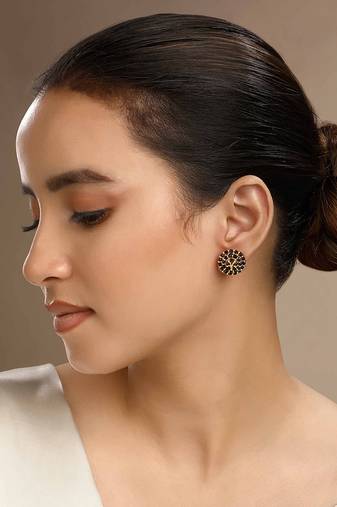 Cubic zirconia black mushroom earrings