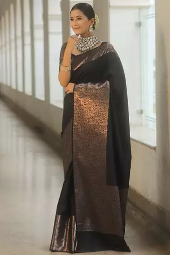 Banarasi Soft Silk blend Woven Saree with Blouse piece
