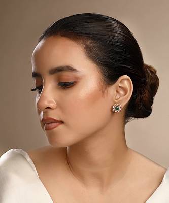 Cubic zirconia faux emerald earrings 1