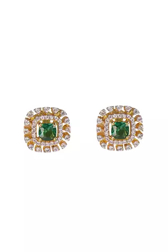 Cubic zirconia faux emerald earrings