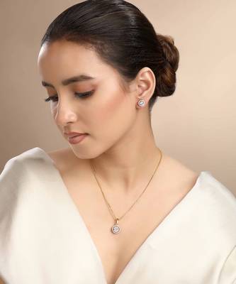 Cubic zirconia solitaire pendant set 1