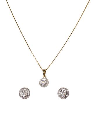 Cubic zirconia solitaire pendant set 2