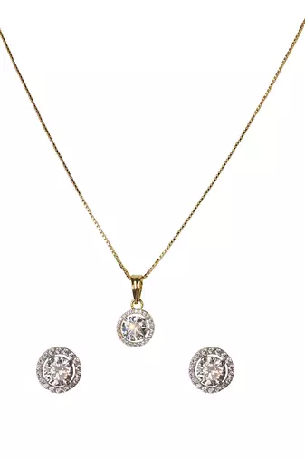 Cubic zirconia solitaire pendant set