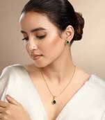 Cubic zirconia faux emerald pendant set