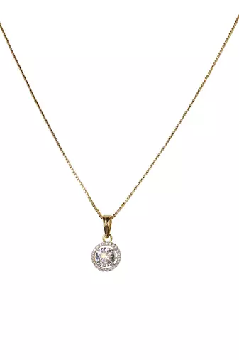 Cubic zirconia solitaire pendant set
