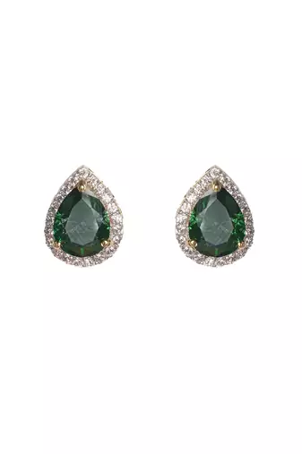 Cubic zirconia faux emerald pendant set