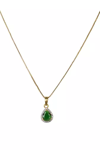 Cubic zirconia faux emerald pendant set