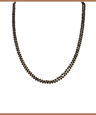 Cubic zirconia double line black beads chain 2