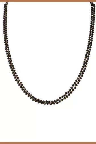 Cubic zirconia double line black beads chain
