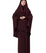 PLAIN WINE KASHIBO ABAYA WITH KHIMAR COMBO