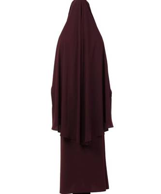 PLAIN WINE KASHIBO ABAYA WITH KHIMAR COMBO 2