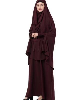 PLAIN WINE KASHIBO ABAYA WITH KHIMAR COMBO 5