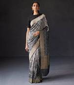 Black Banarasi Soft Silk blend Woven Saree 