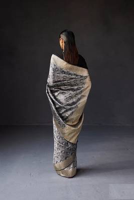 Black Banarasi Soft Silk blend Woven Saree  2