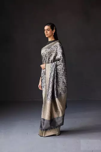 Black Banarasi Soft Silk blend Woven Saree 