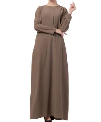 PLAIN KHAKI KASHIBO A-LINE ABAYA  2