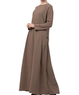 PLAIN KHAKI KASHIBO A-LINE ABAYA  3