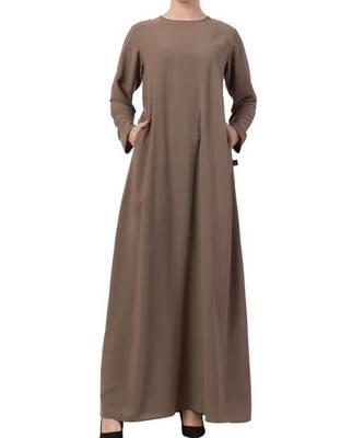 PLAIN KHAKI KASHIBO A-LINE ABAYA  4