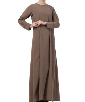 PLAIN KHAKI KASHIBO A-LINE ABAYA  5