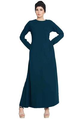 PLAIN DARK TEAL KASHIBO A-LINE ABAYA 1