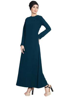 PLAIN DARK TEAL KASHIBO A-LINE ABAYA 2
