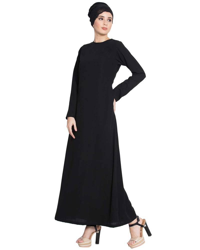 PLAIN BLACK KASHIBO A-LINE ABAYA
