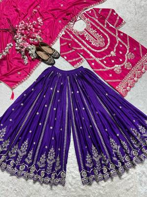 Pink embroidered  silk blend  salwar kameez set 4