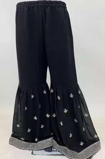 Black embroidered georgette salwar kameez set