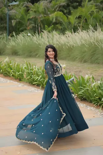 Rama sequins zari embroidered georgette salwar kameez set
