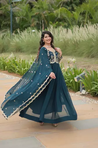 Rama sequins zari embroidered georgette salwar kameez set