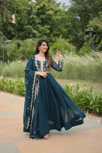 Rama sequins zari embroidered georgette salwar kameez set