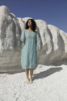 Teal kaftan dress 1