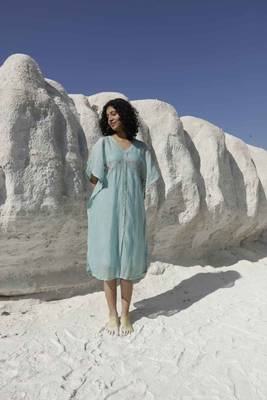 Teal kaftan dress 2