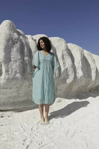 Teal kaftan dress