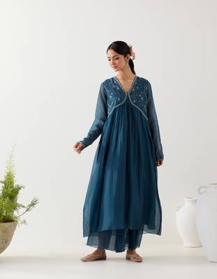 Cobalt blue midnight dress with sharara 1