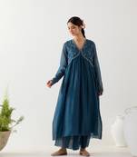 Cobalt blue midnight dress with sharara