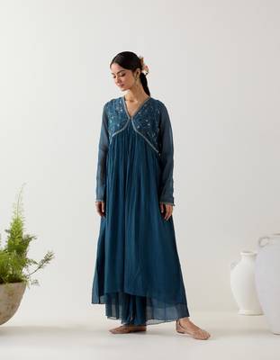 Cobalt blue midnight dress with sharara 2