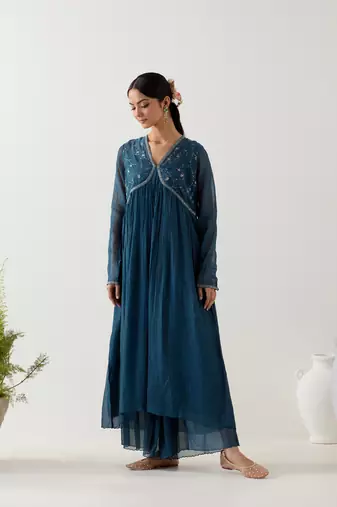 Cobalt blue midnight dress with sharara