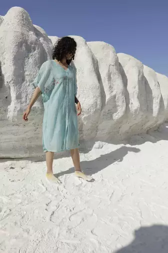 Teal kaftan dress
