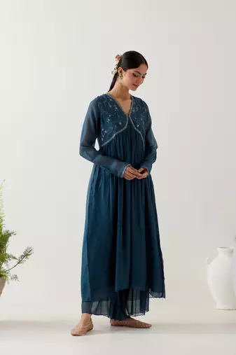 Cobalt blue midnight dress with sharara
