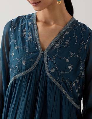 Cobalt blue midnight dress with sharara 4